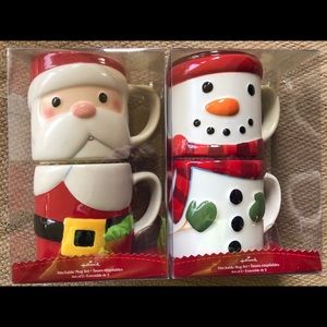 Hallmark Stackable Santa & Snowman Mugs